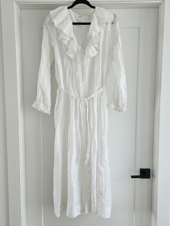 Doen Dresses & Skirts - DÔEN Halina Dress in Salt Organic Cotton Ruffle Sz XL